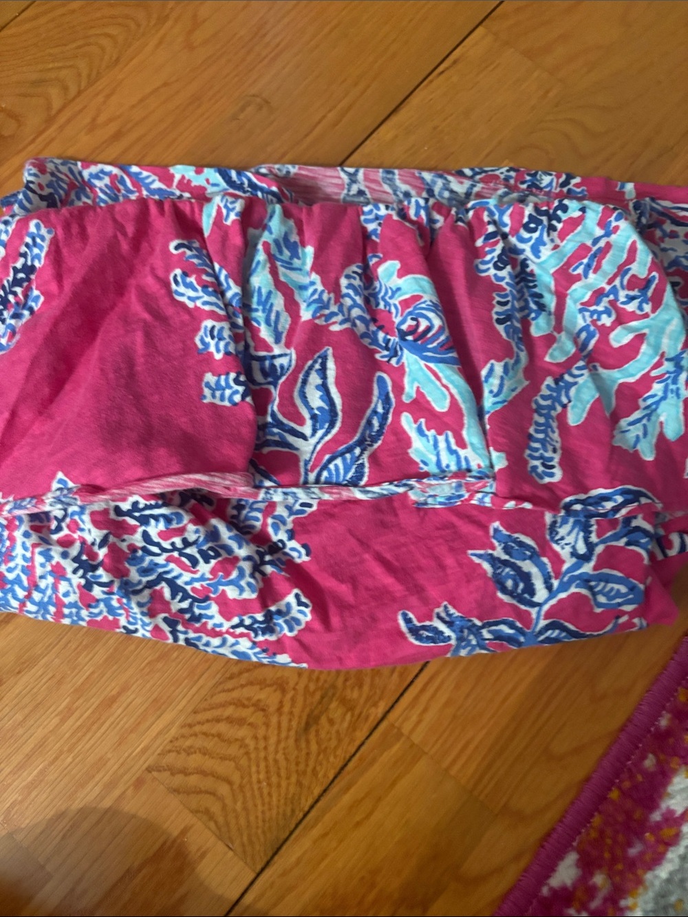 Lilly Pulitzer Pink Blue Floral Strapless Top